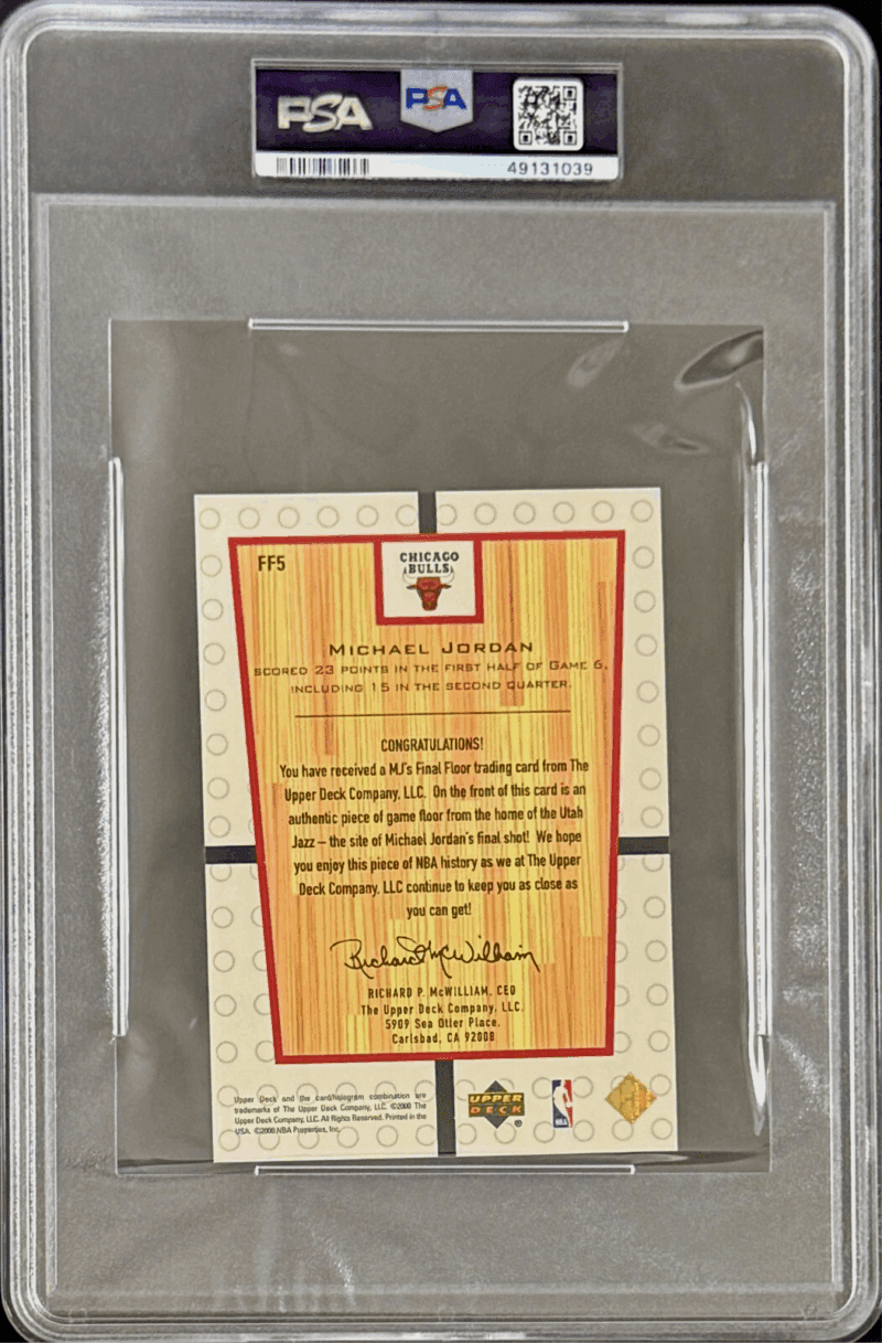 Michael Jordan 2000 UD MJ's Final Floor Card #FF5 PSA Mint 9 23 1st Half Points - Image 2