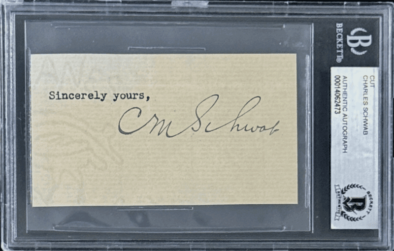 Charles Schwab Signed Autographed Cut Beckett 14062473 - Image 2