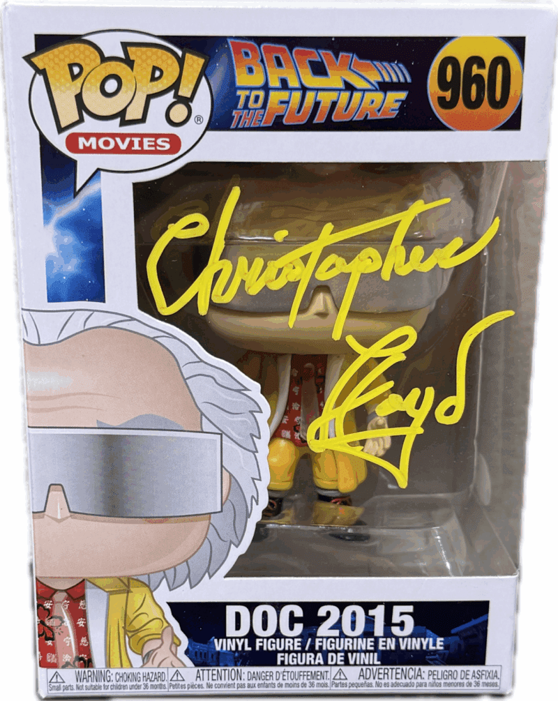 Christopher Lloyd Doc 2015 Signed Back to The Future POP Figure 960 JSA Yellow