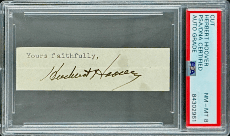 President Herbert Hoover Signed Autographed Business Card PSA 84302961 NM-MMT 8