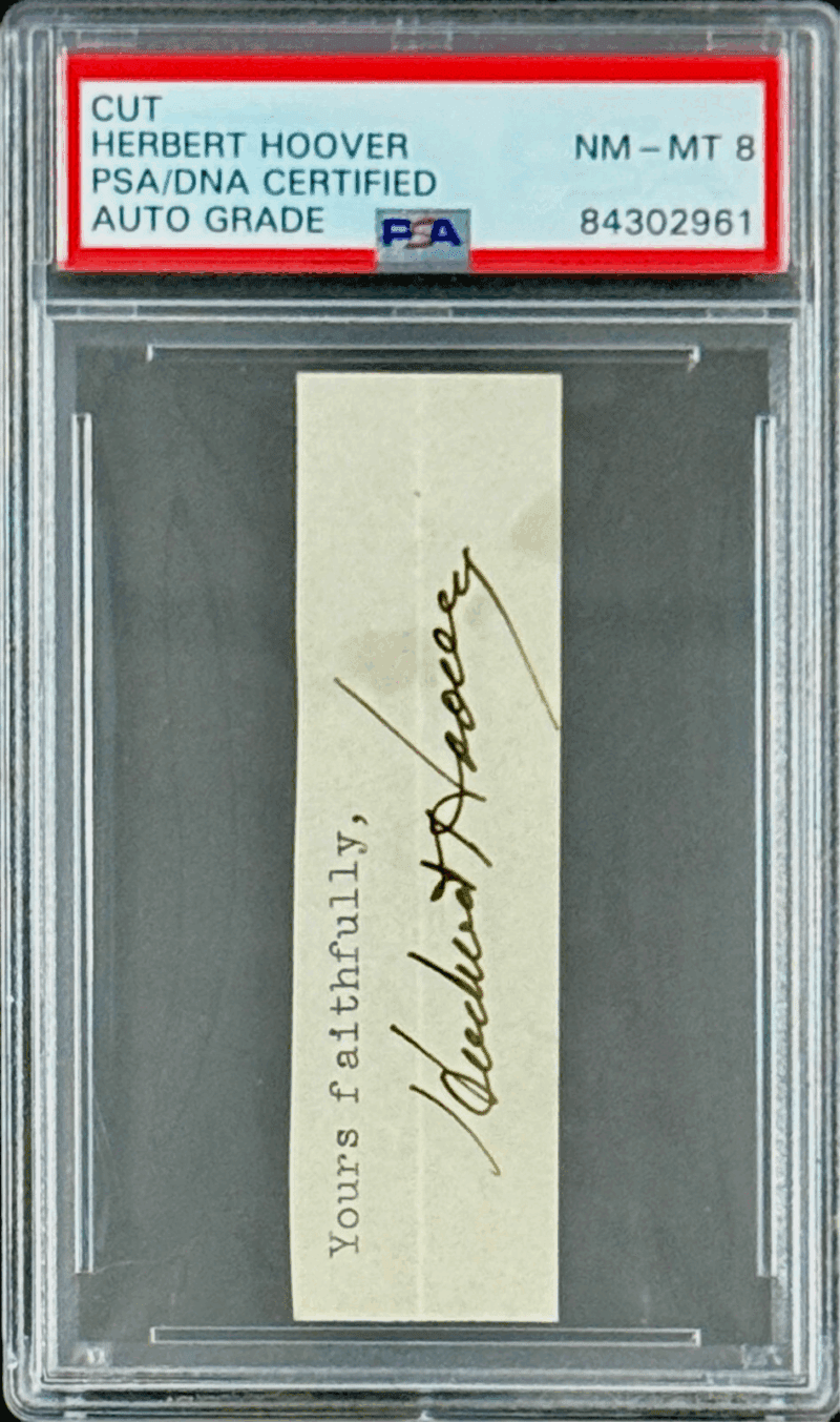 President Herbert Hoover Signed Autographed Business Card PSA 84302961 NM-MMT 8 - Image 2