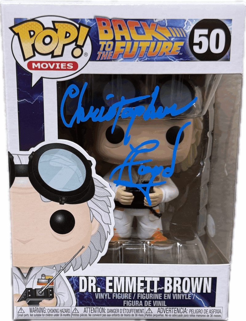 Christopher Lloyd Dr. Emmett Brown Signed Back to The Future POP Figure 50 JSA B