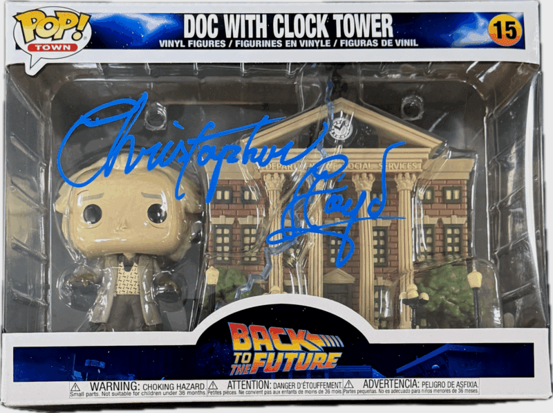Christopher Lloyd Doc Clock Tower Signed Back to The Future POP Figure 15 JSA B