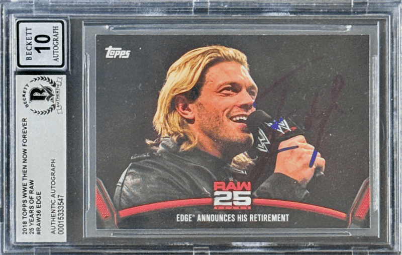 EDGE Signed 2018 Topps WWE 25 Years of RAW Card #RAW36 Beckett 15333547