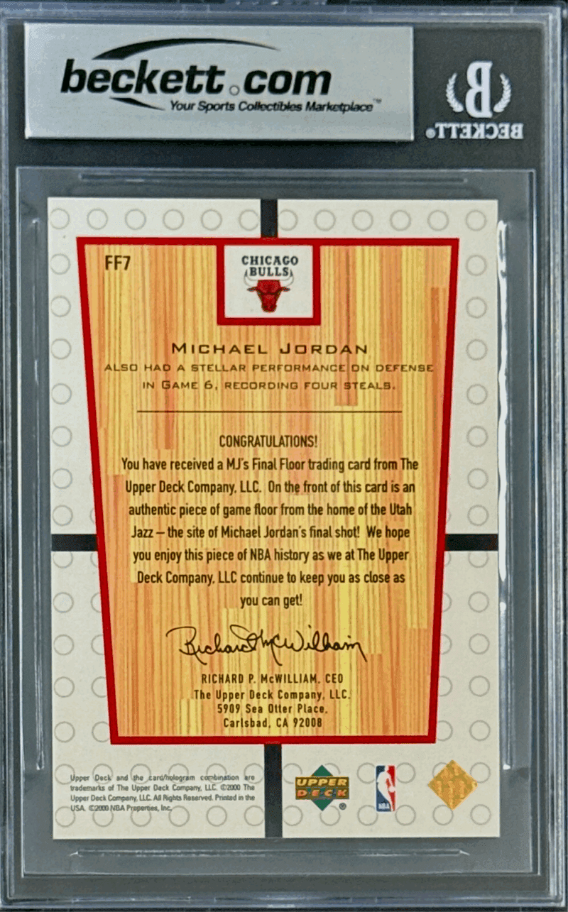 Michael Jordan 2000 UD MJ's Final Floor Card #FF7 Beckett Authentic 15844781 - Image 2