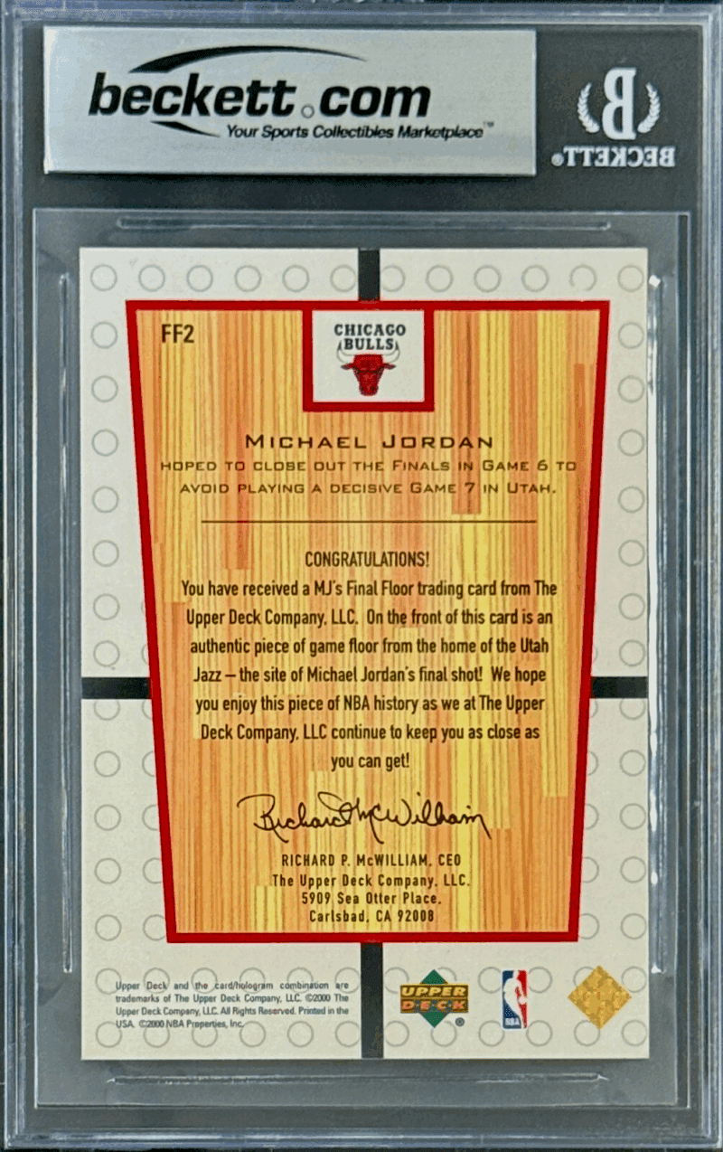 Michael Jordan 2000 UD MJ's Final Floor Card #FF2 Beckett Authentic 15844771 - Image 2