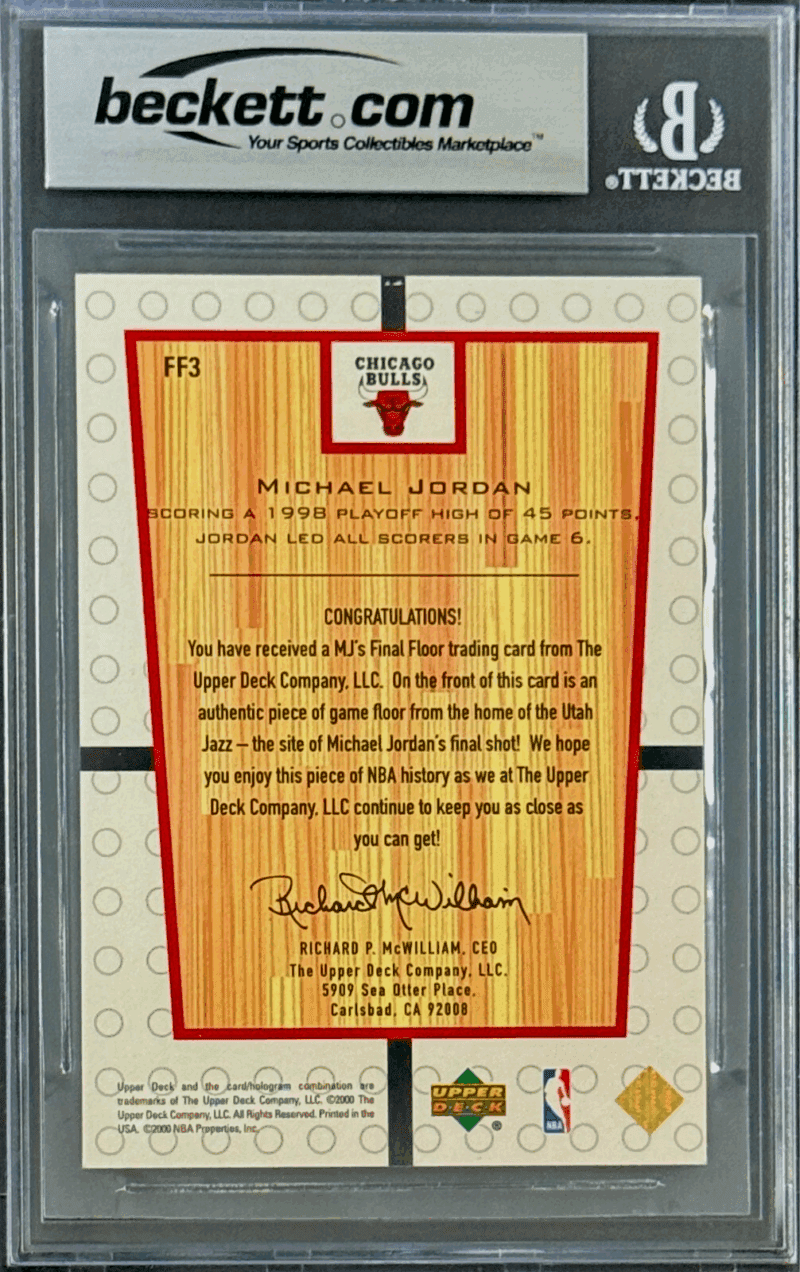 Michael Jordan 2000 UD MJ's Final Floor Card #FF3 Beckett Authentic 15844774 - Image 2