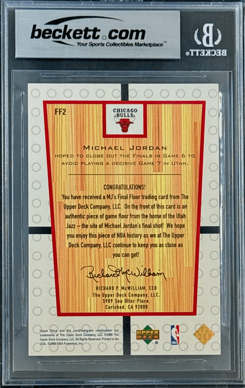 Michael Jordan 2000 UD MJ's Final Floor Card #FF12 Beckett Authentic 15844786 - Image 2
