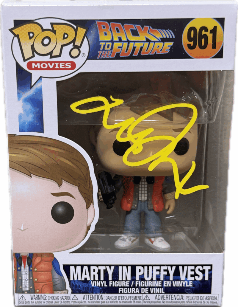 Michael J Fox Marty McFly Signed Back to The Future POP Figure 961 JSA Yellow