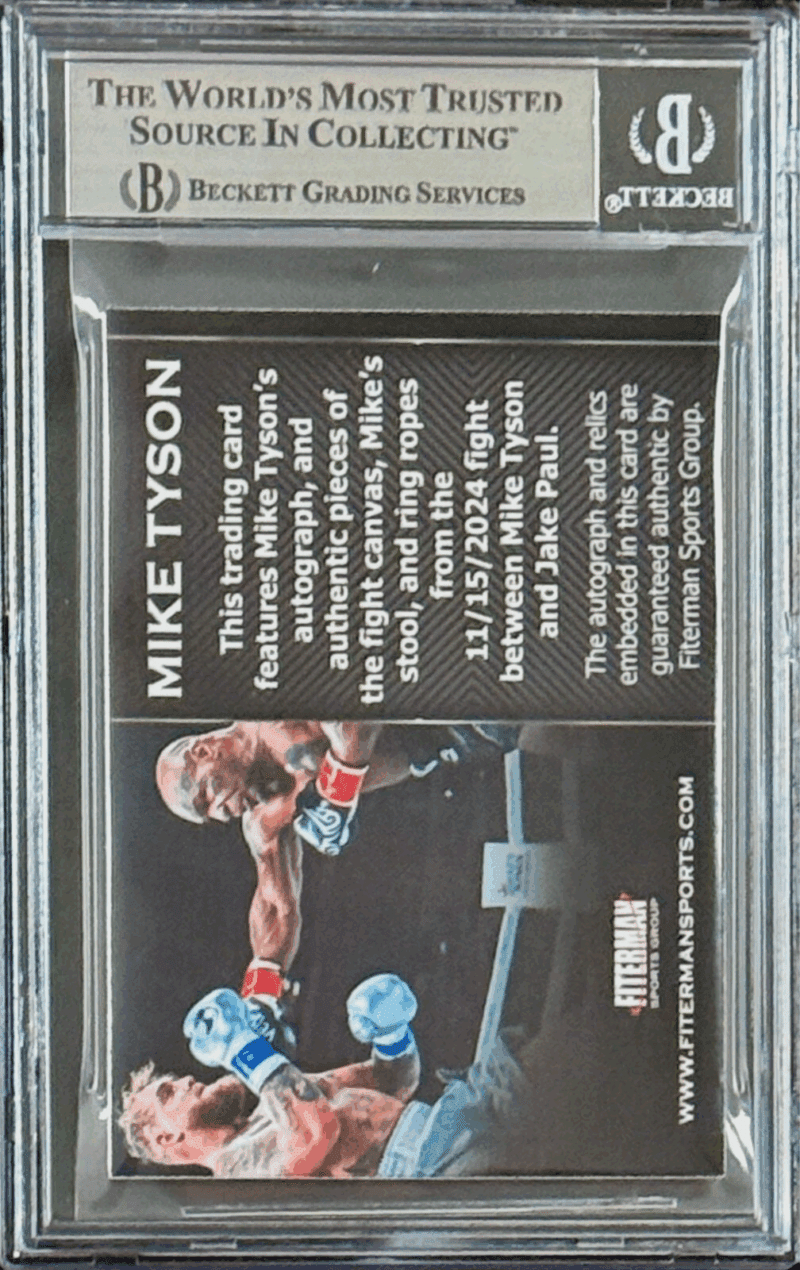 MIKE TYSON Triple Relic Card vs Jake Paul Fight Canvas Stool Rope BAS 18051748 - Image 3