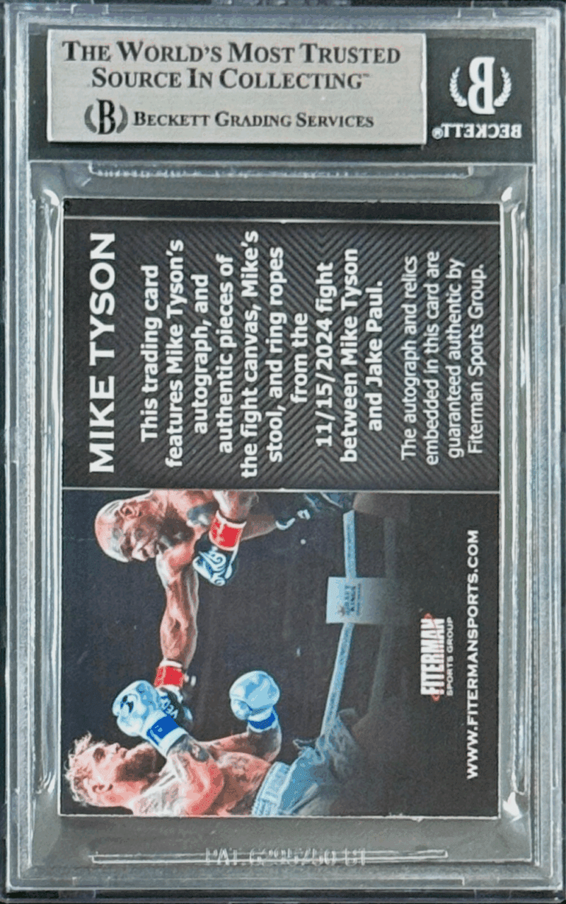 MIKE TYSON Triple Relic Card  vs Jake Paul Fight Canvas Stool Rope BAS 18051754 - Image 4