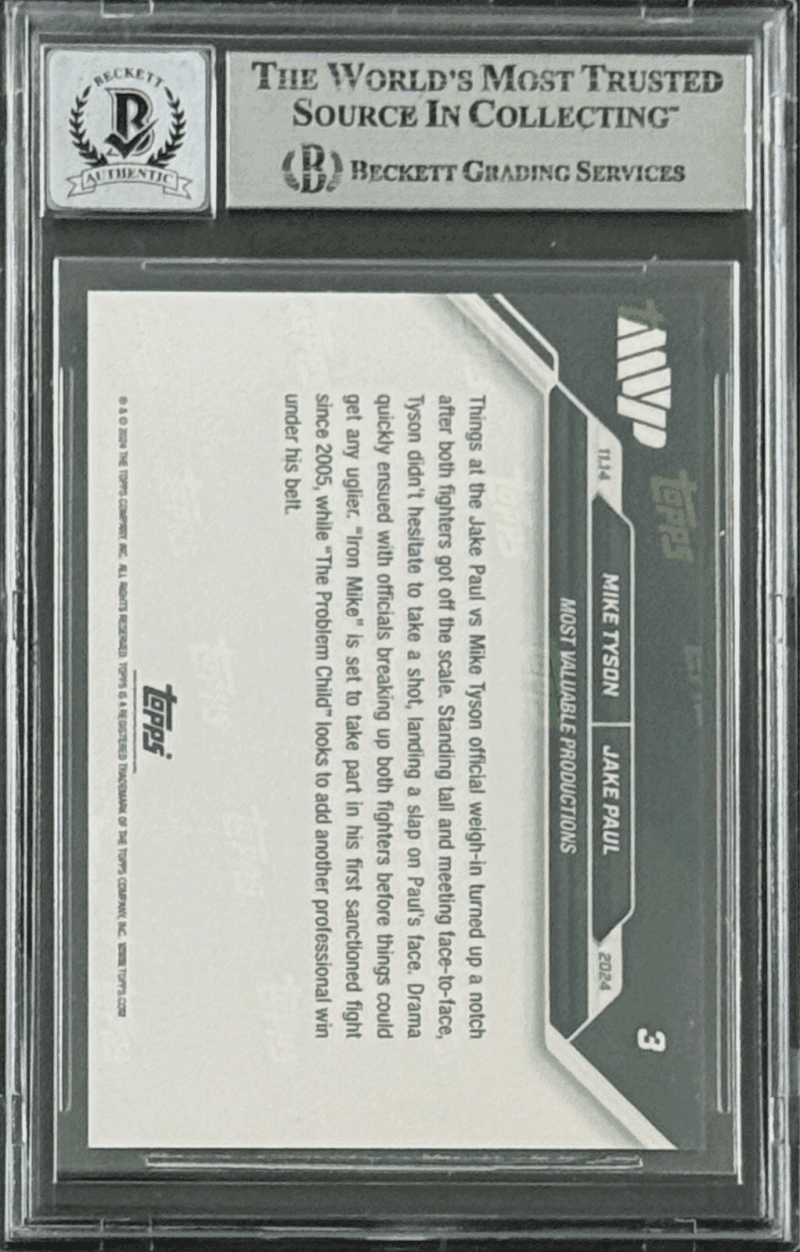 Mike Tyson Autographed 2024 Topps NOW Slap Card #3 Auto 10 Beckett 18049816 - Image 2