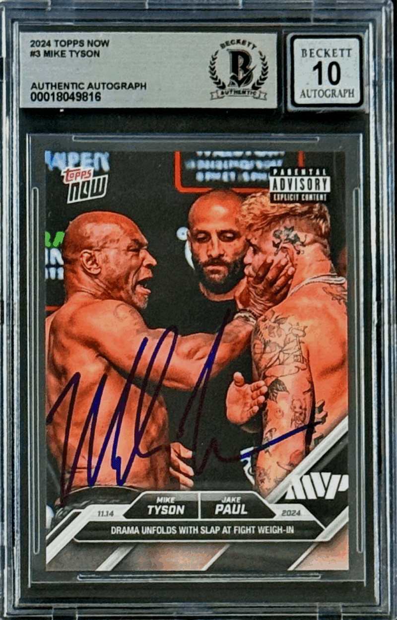 Mike Tyson Autographed 2024 Topps NOW Slap Card #3 Auto 10 Beckett 18049812