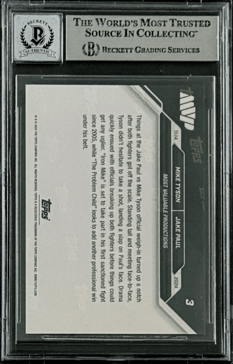 Mike Tyson Autographed 2024 Topps NOW Slap Card #3 Auto 10 Beckett 18049812 - Image 2