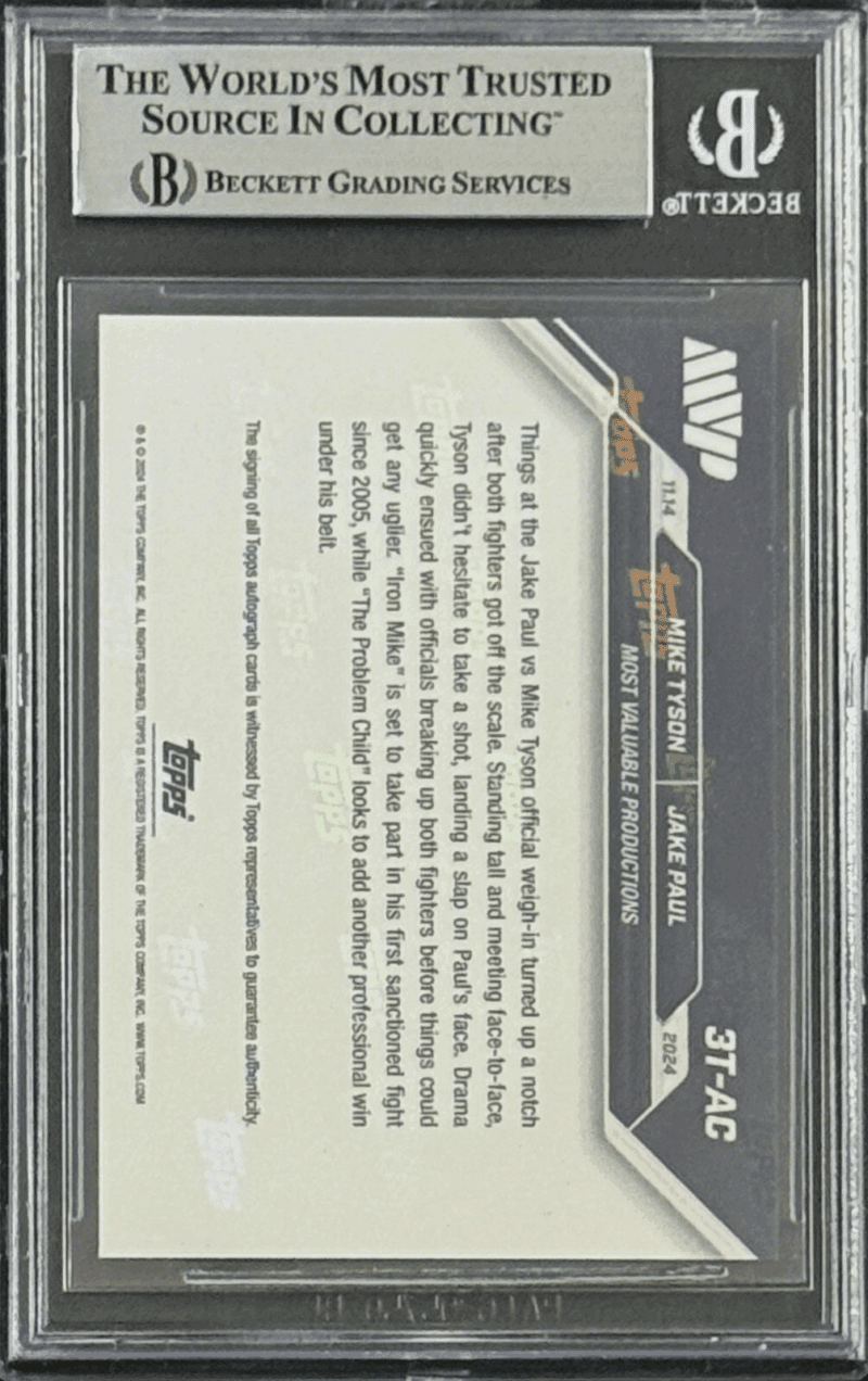 Mike Tyson Signed 2024 Topps NOW Orange Slap Card 2/5 #3TAC Beckett 18051961 - Image 2