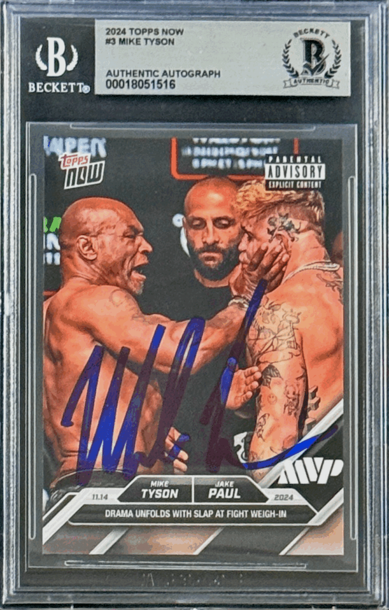 Mike Tyson Autographed 2024 Topps NOW Slap Card #3 Beckett 18051516