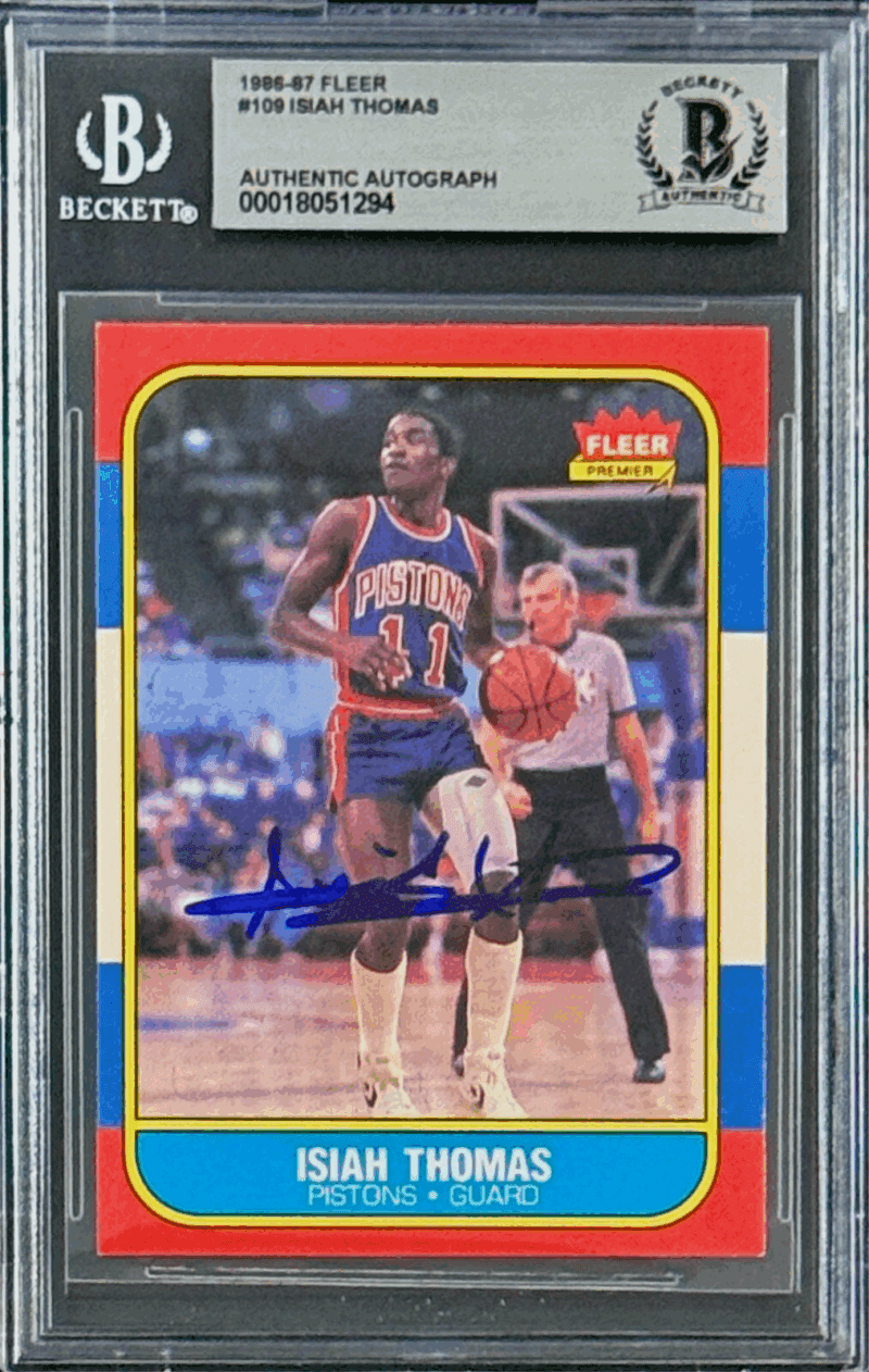 Isiah Thomas Signed Autographed 1986-87 Fleer Card #109 Beckett 18051294