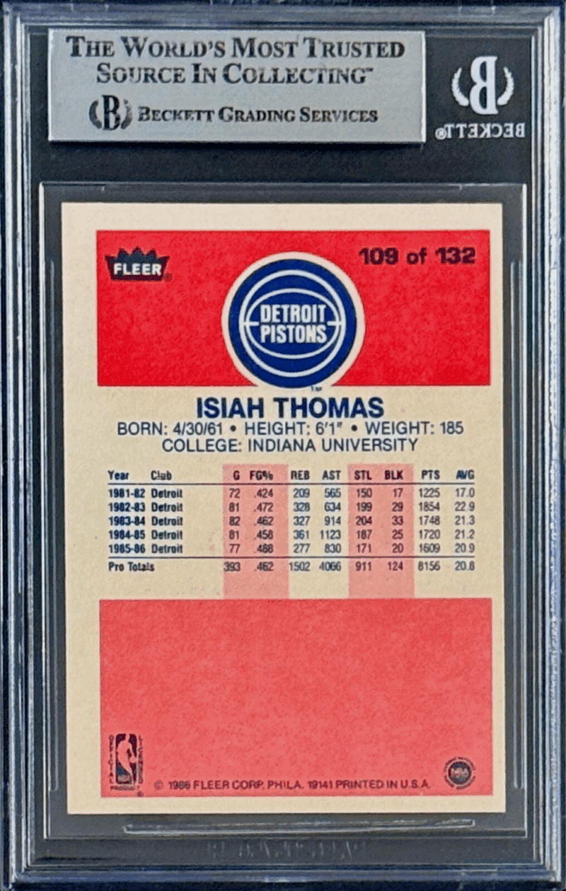 Isiah Thomas Signed Autographed 1986-87 Fleer Card #109 Beckett 18051294 - Image 2
