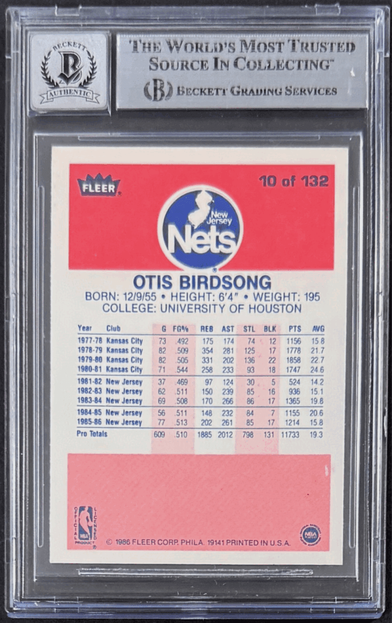 Otis Birdsong Signed Autographed 1986-87 Fleer Card #10 Beckett 18049764 Auto 10 - Image 2