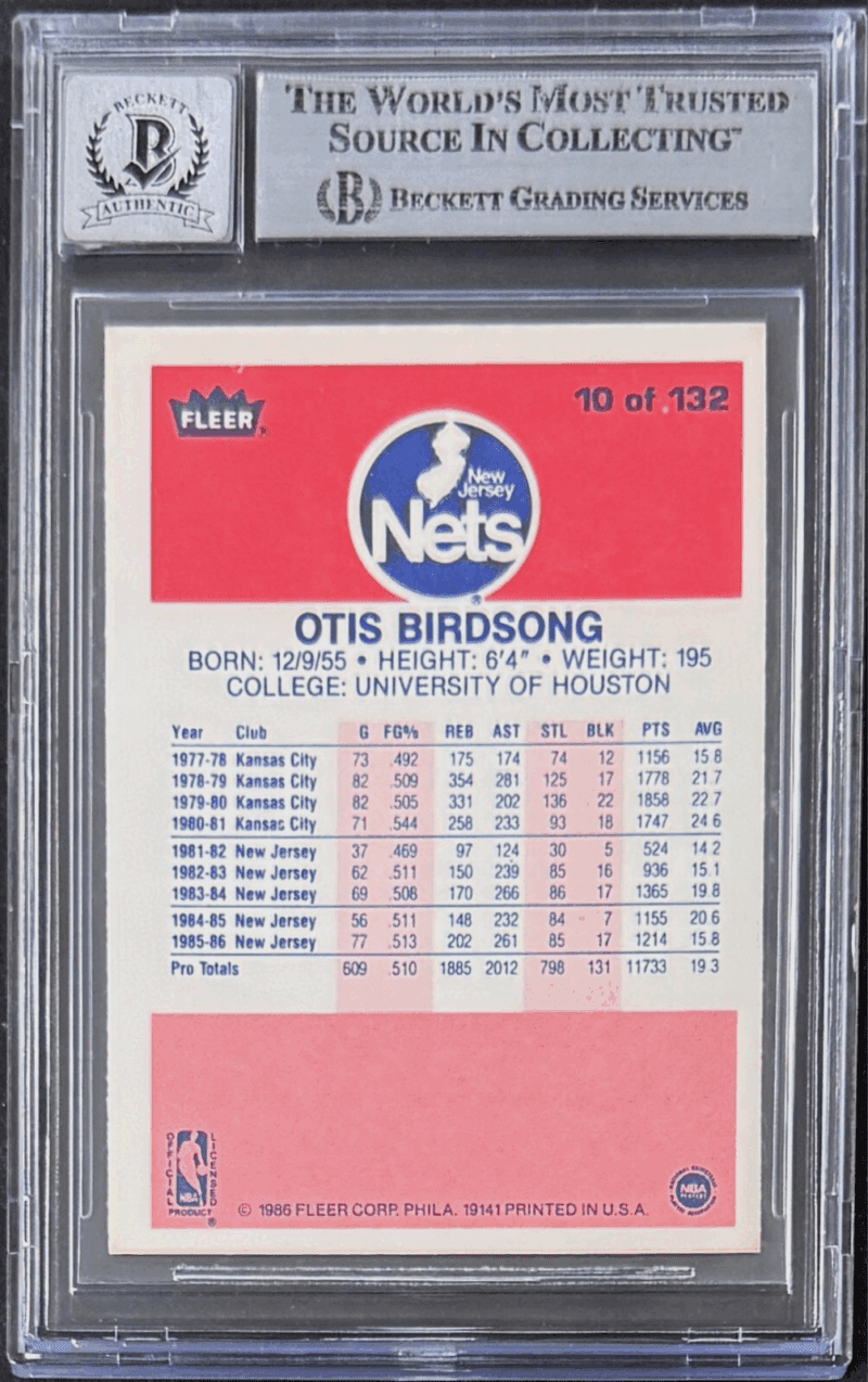 Otis Birdsong Signed Autographed 1986-87 Fleer Card #10 Beckett 18049756 Auto 10 - Image 2