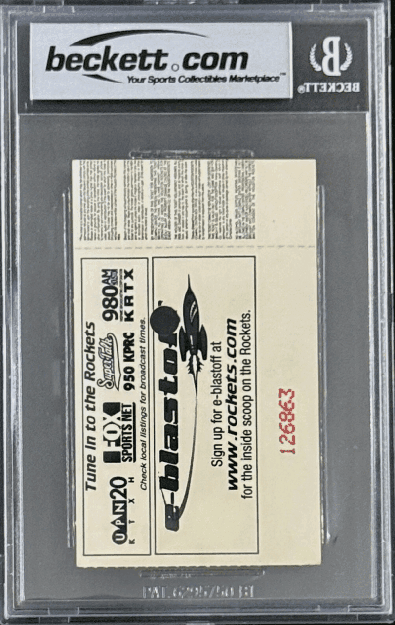 Hakeem Olajuwon Signed Apr. 17, 2001 Timberwolves vs Rockets Ticket Stub Beckett - Image 3