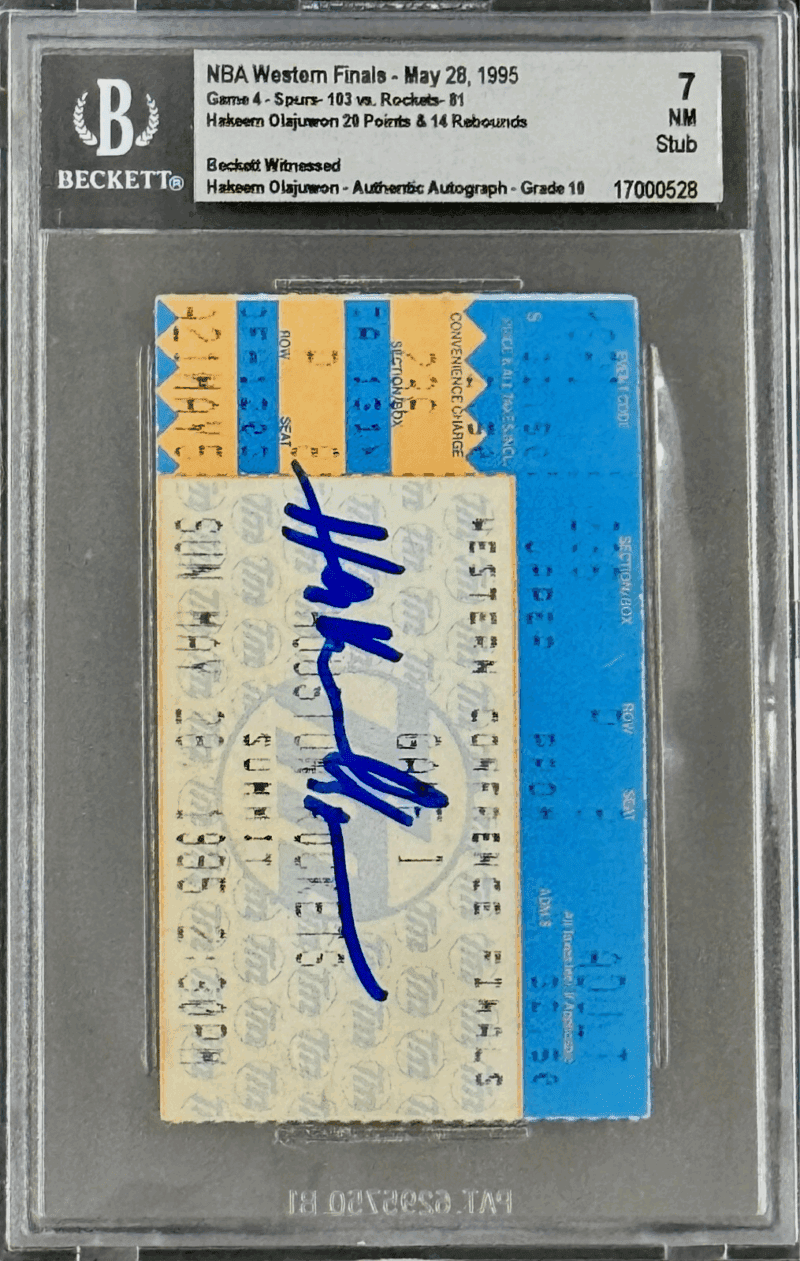 Hakeem Olajuwon Signed 1995 NBA Western Finals Rockets vs Spurs Ticket Stub BAS - Image 2