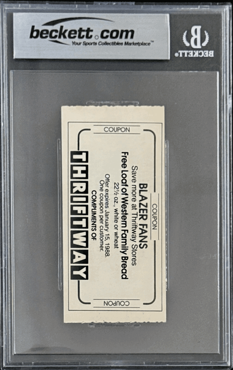 Clyde Drexler Signed Jan. 1, 1988 Trail Blazers vs 76ers Ticket Stub Beckett - Image 2