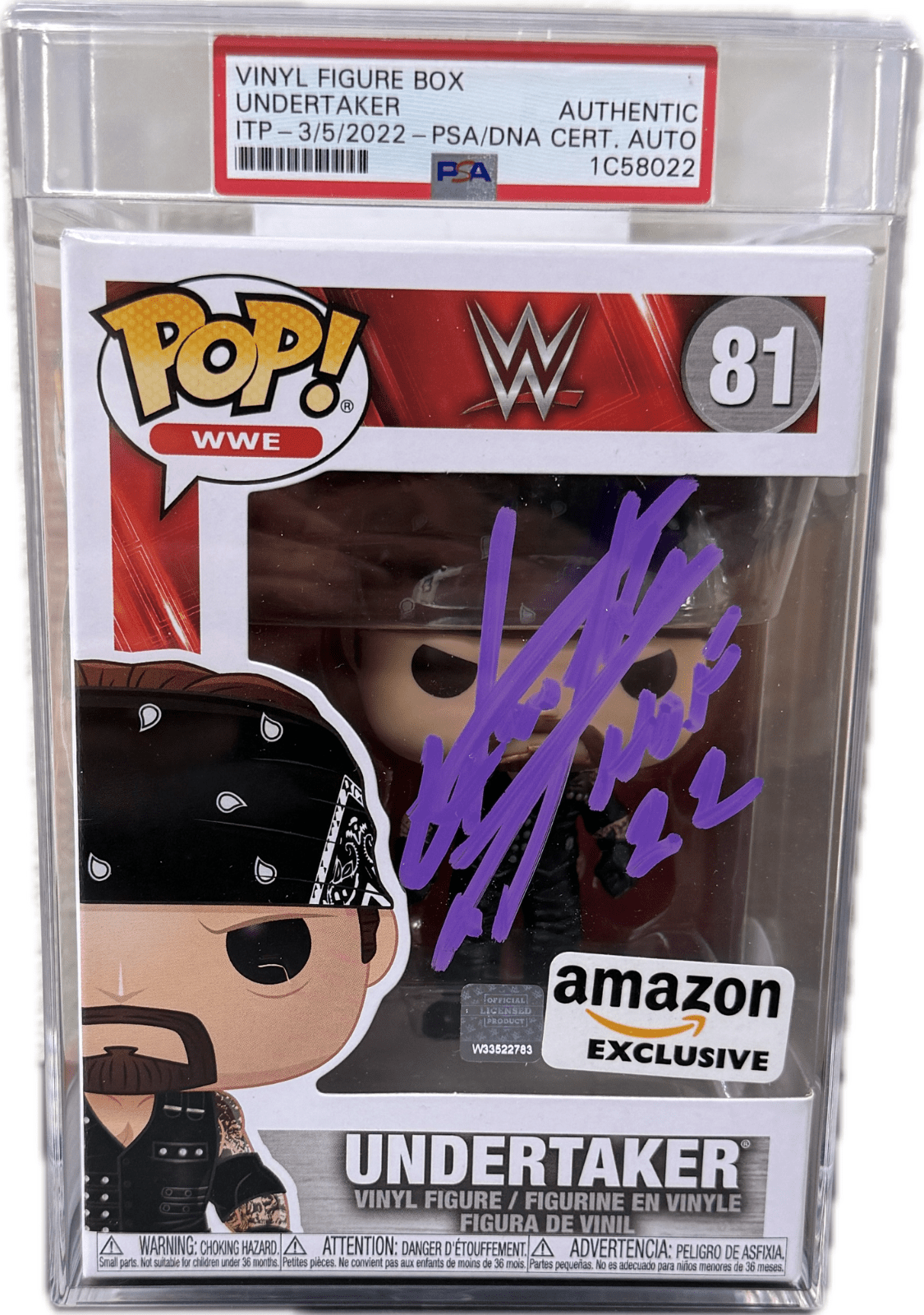 Undertaker Signed Autographed Funko 81 106 PSA Authentic & Encapsulated