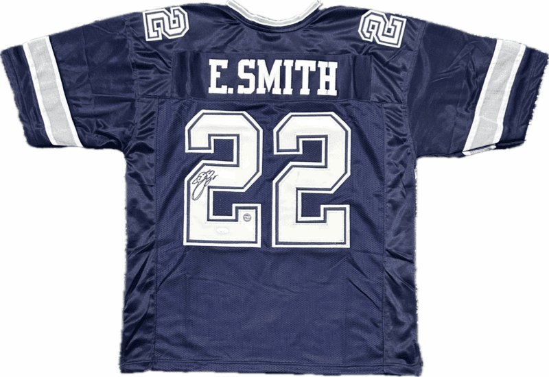 EMMITT SMITH Signed Autographed Blue/White Jersey JSA & PROVA Authenticated
