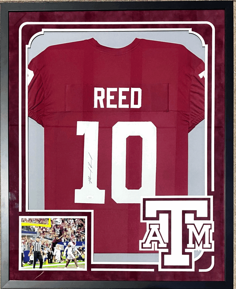 Marcel Reed Signed Autographed Framed Maroon Jersey JSA Authenticated Suede