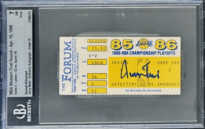 Jerry West Signed Apr. 19, 1986 NBA Western 1st Round Game 2 Spurs & Lakers BAS