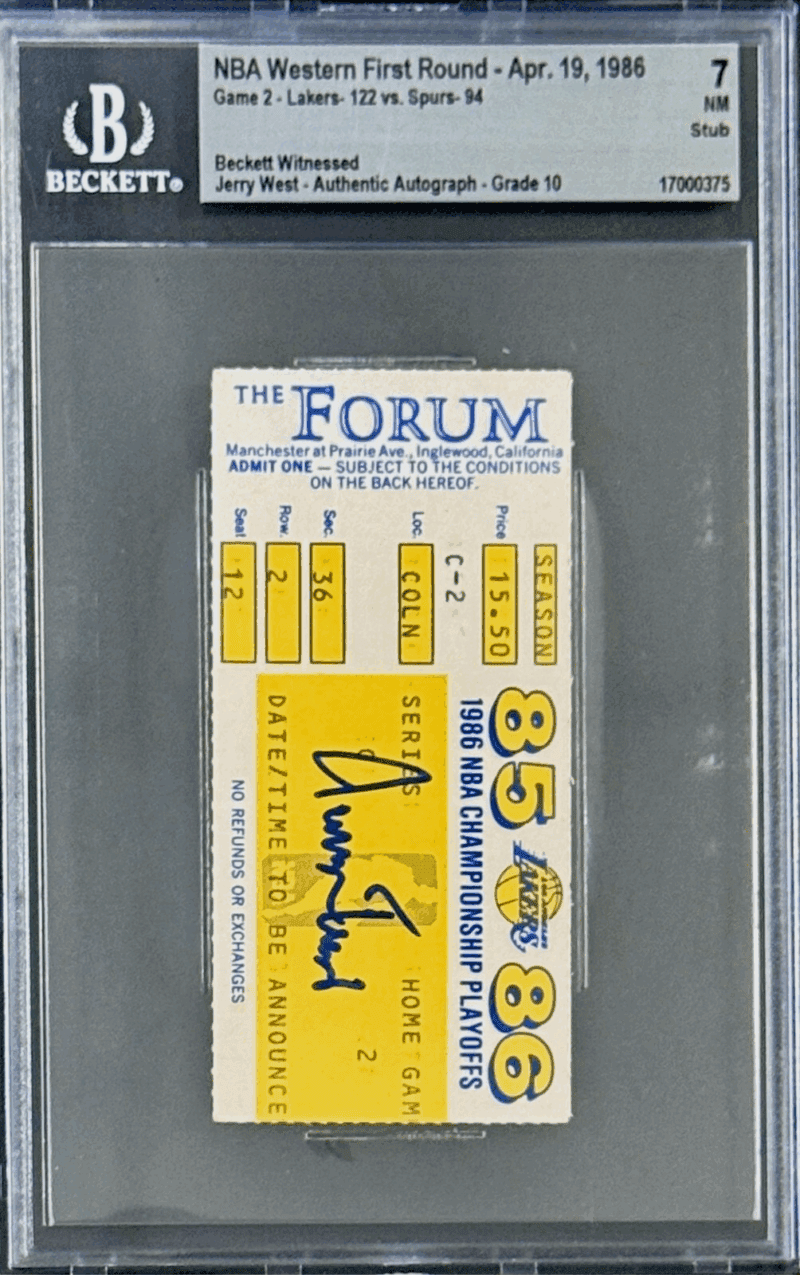 Jerry West Signed Apr. 19, 1986 NBA Western 1st Round Game 2 Spurs & Lakers BAS - Image 2