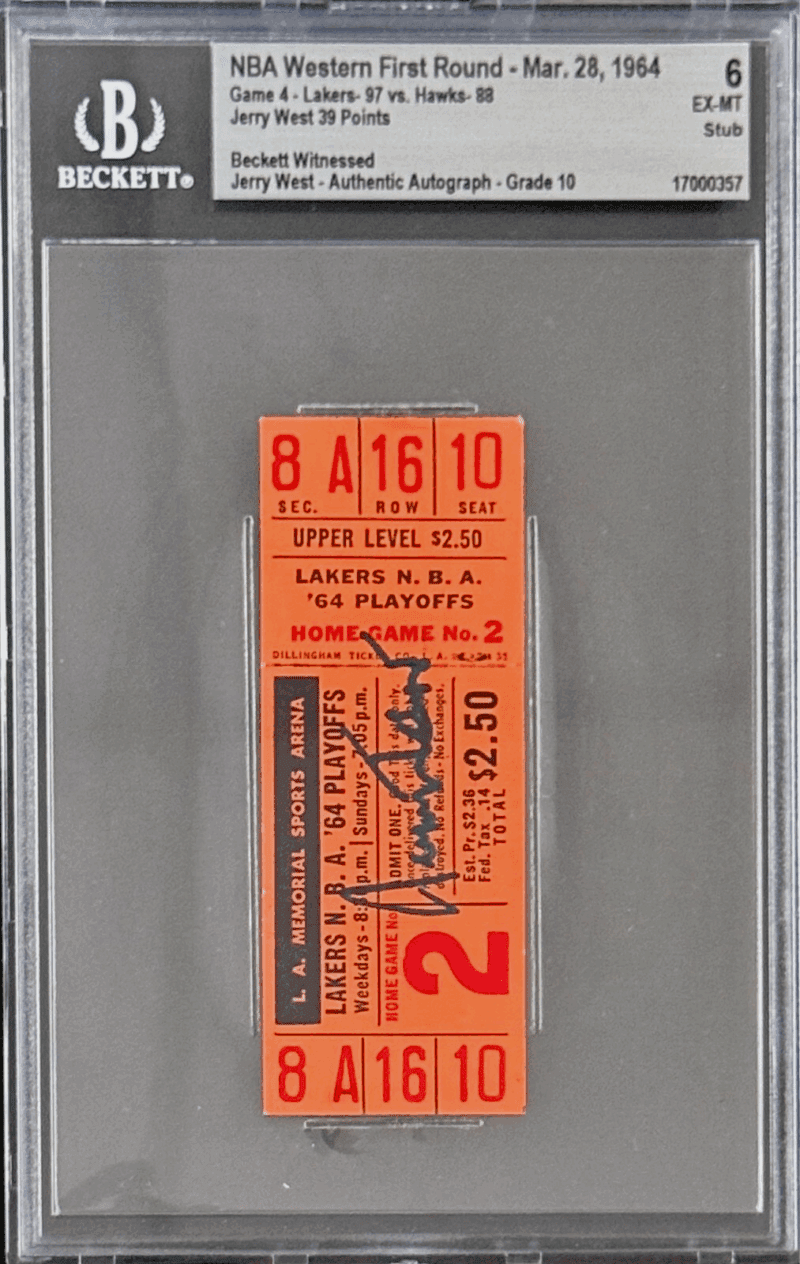 Jerry West Signed Mar. 28, 1964 NBA Western 1st Round Game 4 Hawks & Lakers BAS - Image 2