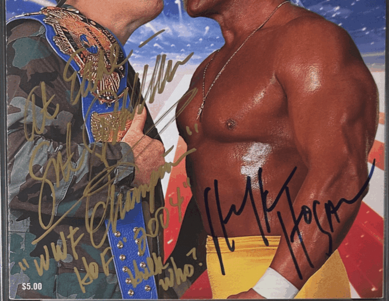 Hulk Hogan & SGT. Slaughter Signed WWF WrestleMania VII Program CGC 8.5 JSA - Image 2