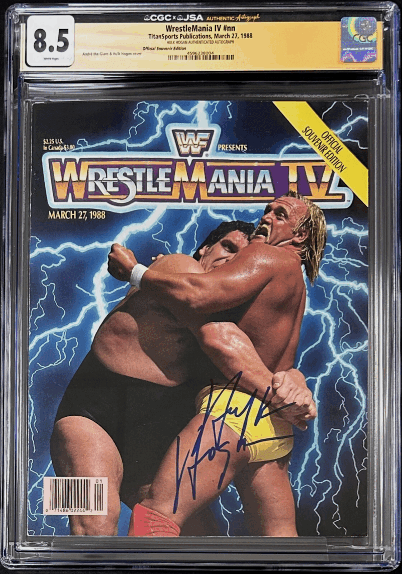 Hulk Hogan Signed WWF WrestleMania IV Program CGC 8.5 JSA Pop 1 None Higher