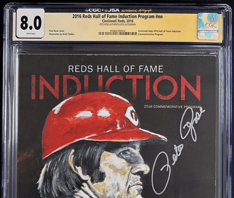 Pete Rose Signed 2016 Reds Hall of Fame Induction Program CGC 8.0 JSA - Image 3