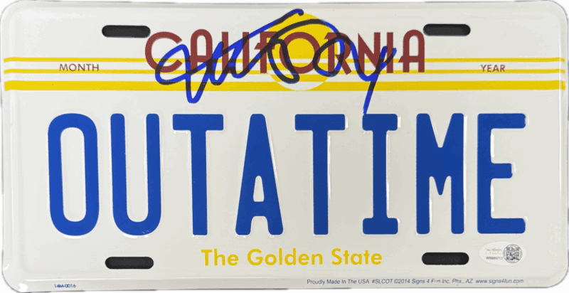 Michael J. Fox Signed Marty McFly Back to the Future License Plate JSA Authen