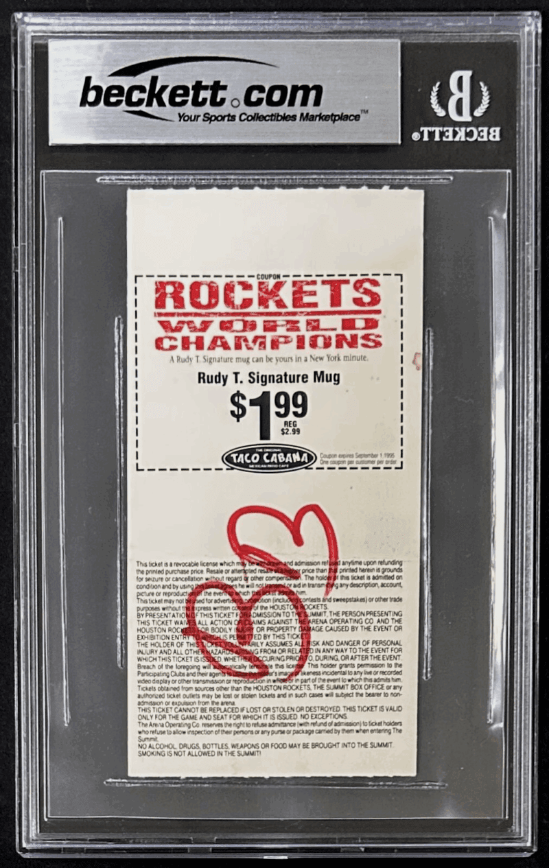 Hakeem Olajuwon Signed 1995 NBA Western Conference 1sr Round Game C Ticket BAS - Image 2