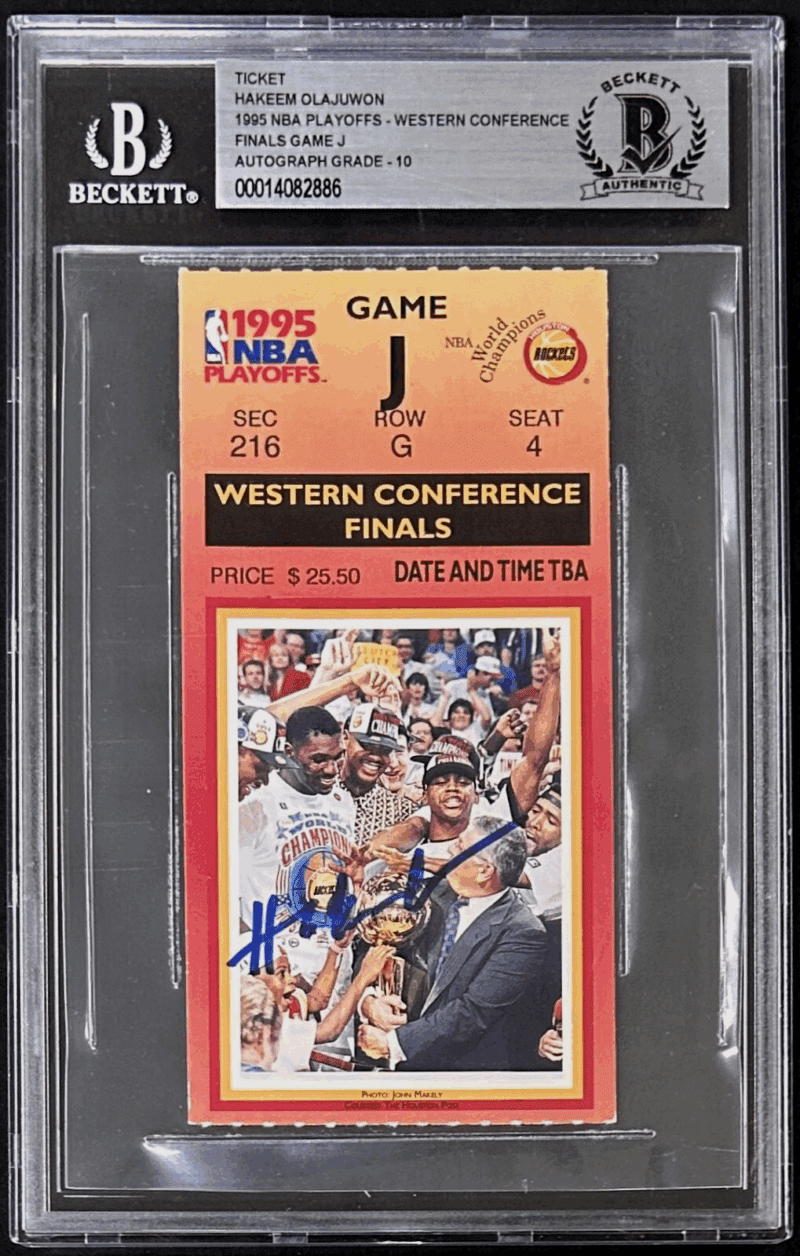 Hakeem Olajuwon Signed 1995 NBA Western Conference Finals Game J Ticket Beckett