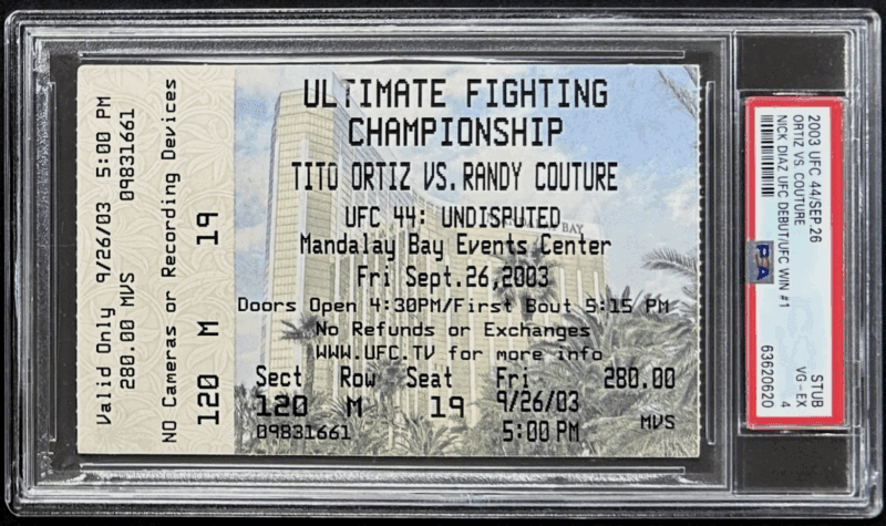 Nick Diaz Debut  and 1st UFC Win Ticket Stub 2003 UFC 44 PSA VG-EX 4