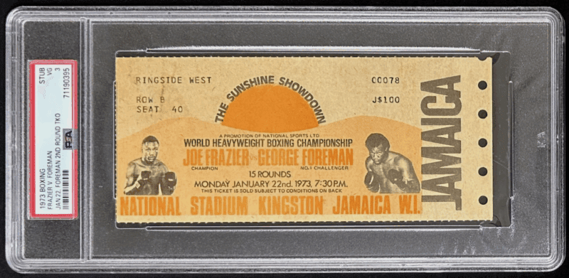 George Foreman vs Joe Frazier 1973 Boxing Ticket PSA 3 The Sunshine Showdown