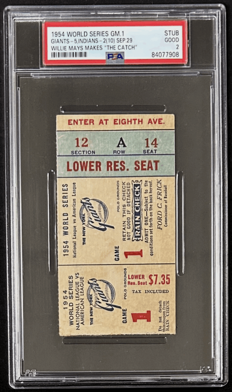 Willie Mays "The Catch" 1954 World Series GM 1 PSA Ticket Stub Good 2 NY Giants - Image 2