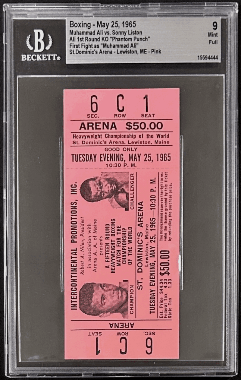1st Fight As Muhammad Ali vs Sonny Liston "Phantom Punch" BAS Full Pink Ticket 9 - Image 2
