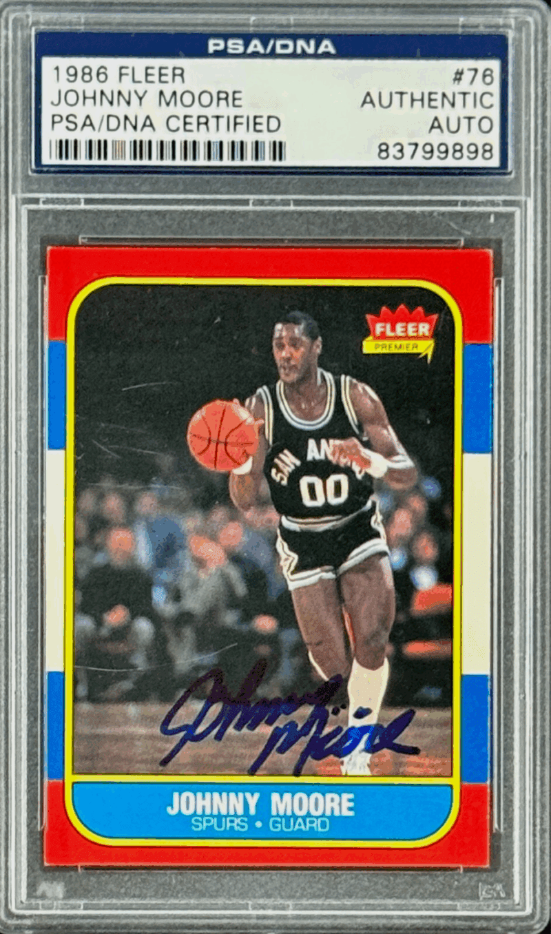 Johnny Moore Signed Autographed 1986-87 Fleer Card #76 PSA 83799898