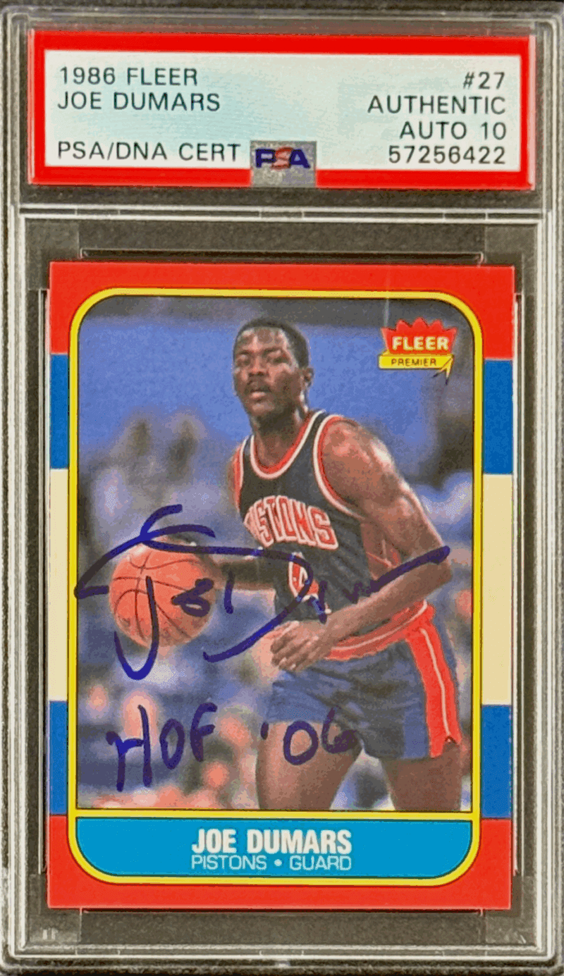 Joe Dumars Signed Autographed 1986-87 Fleer Card #27 PSA 57256422 HOF 06
