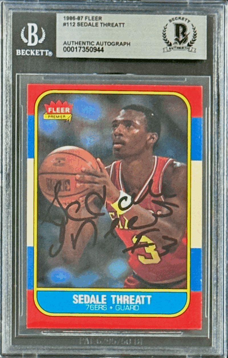 Sedale Threatt Signed Autographed 1986-87 Fleer Card #112 Beckett 17350944 RC