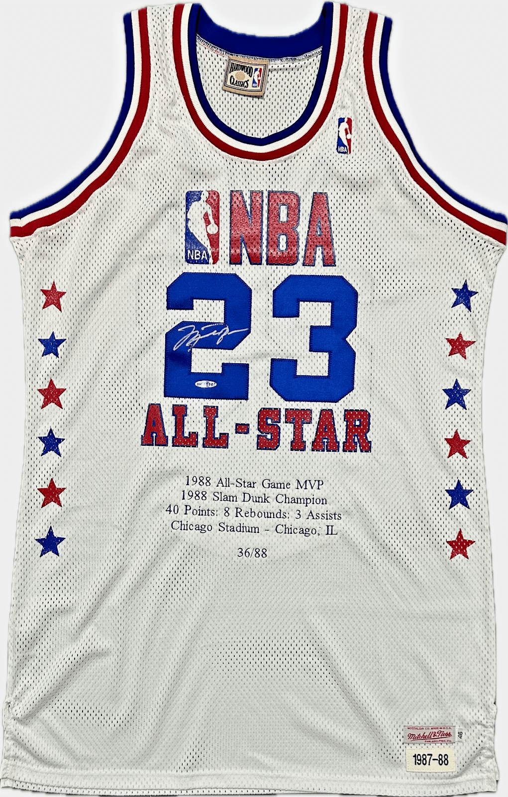 Michael Jordan Signed 1988 NBA All Star Game Jersey 36/88