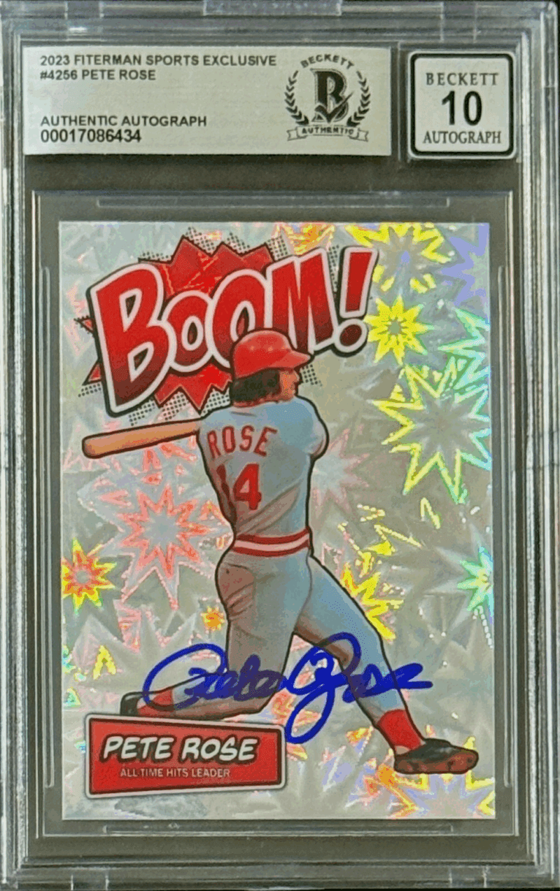 Pete Rose Signed 2023 Fiterman Sports Exclusive Boom! Card #4256 BAS 17086434
