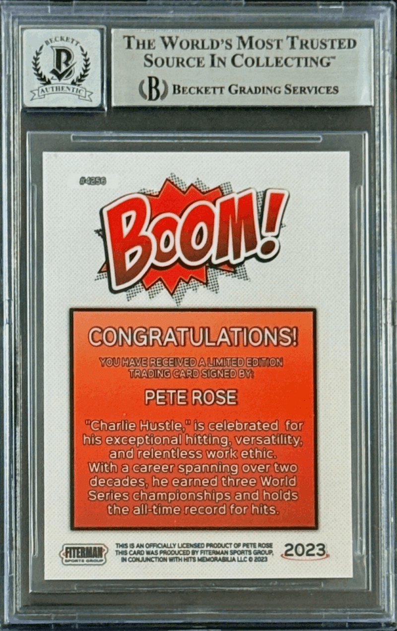 Pete Rose Signed 2023 Fiterman Sports Exclusive Boom! Card #4256 BAS 17086434 - Image 2