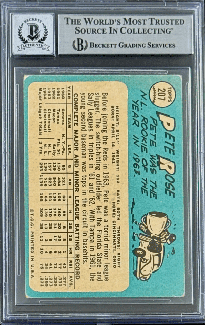 Pete Rose Signed 1965 Topps Card #207 Beckett 17718380 Auto 10 - Image 2